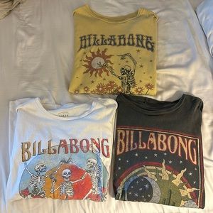 Billabong T Shirts | 3 oversized t shirts size L/G
